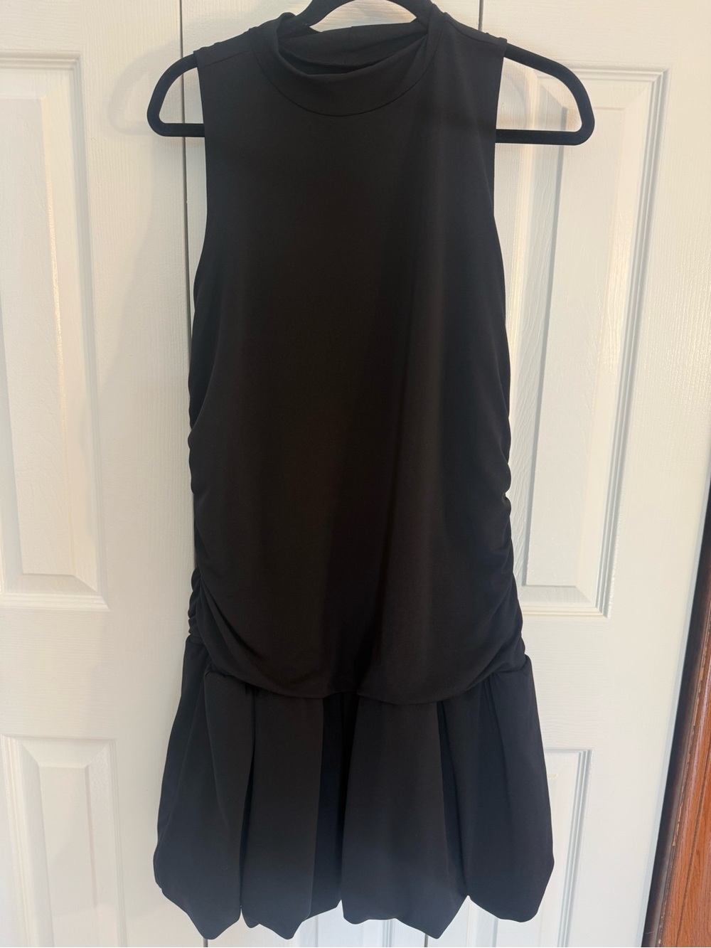 Sleeveless Mock Neck Mini Dress in Black